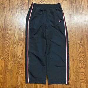Vintage Nike Black Mesh Lined Track Pants Red/White Stripe Logo Men’s XL Baggy
